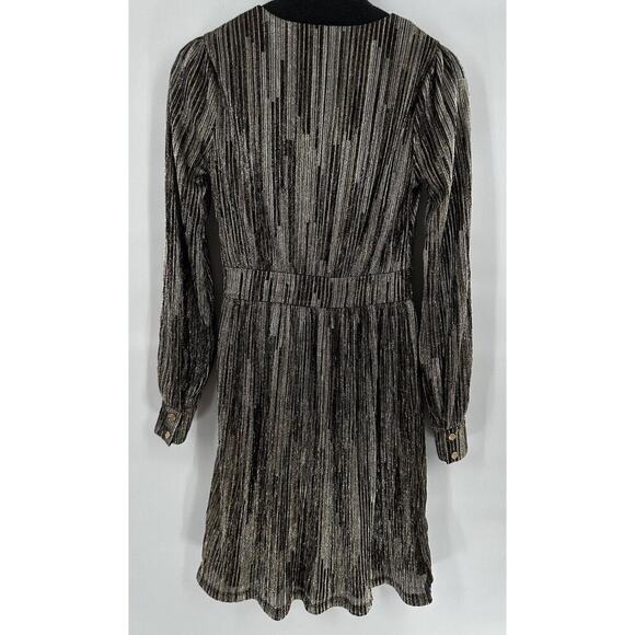 Michael Kors Dress Size XS Metallic Empire Waist V Neck Party Office Gold Event‌ - Picture 4 of 8